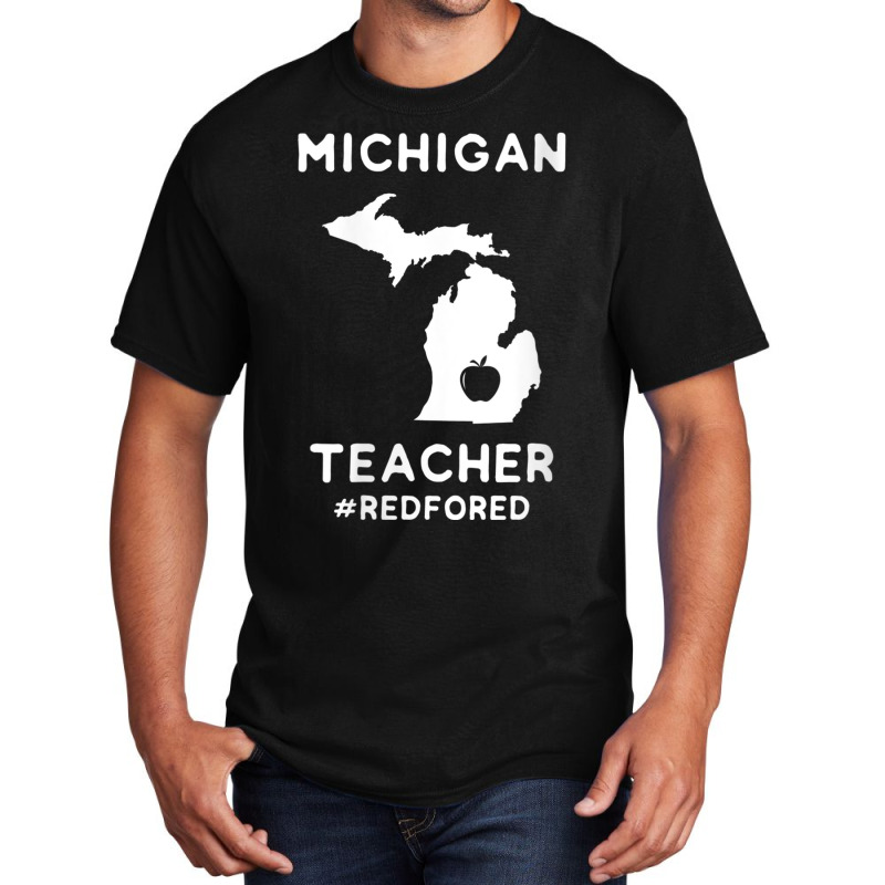 Womens Red For Ed Michigan Teacher Public Education V Neck T Shirt Basic T-shirt | Artistshot