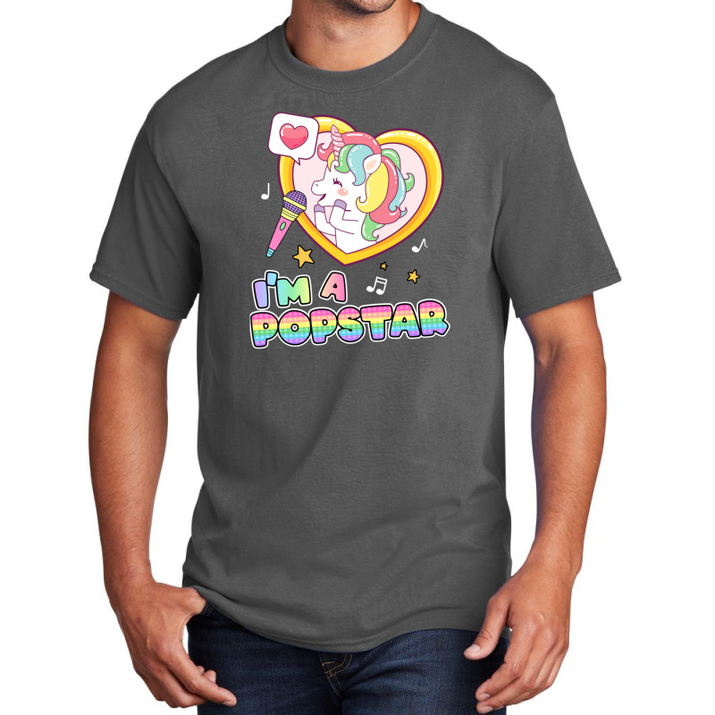 I'm A Popstar Happy Singing Unicorn Popstar Basic T-shirt by RickEWatson | Artistshot