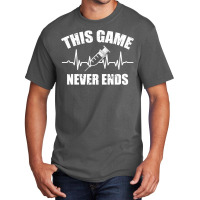 Gamer Quote Heartbeat Syringe This Game Never Ends Vintage Love Basic T-shirt | Artistshot