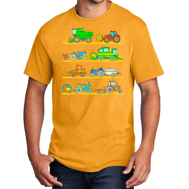 Kids Combine Harvester Farm Vehicles Tractor Boys Basic T-shirt by RachelRenePeckham | Artistshot