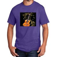 Guitar And Music Notes Basic T-shirt | Artistshot