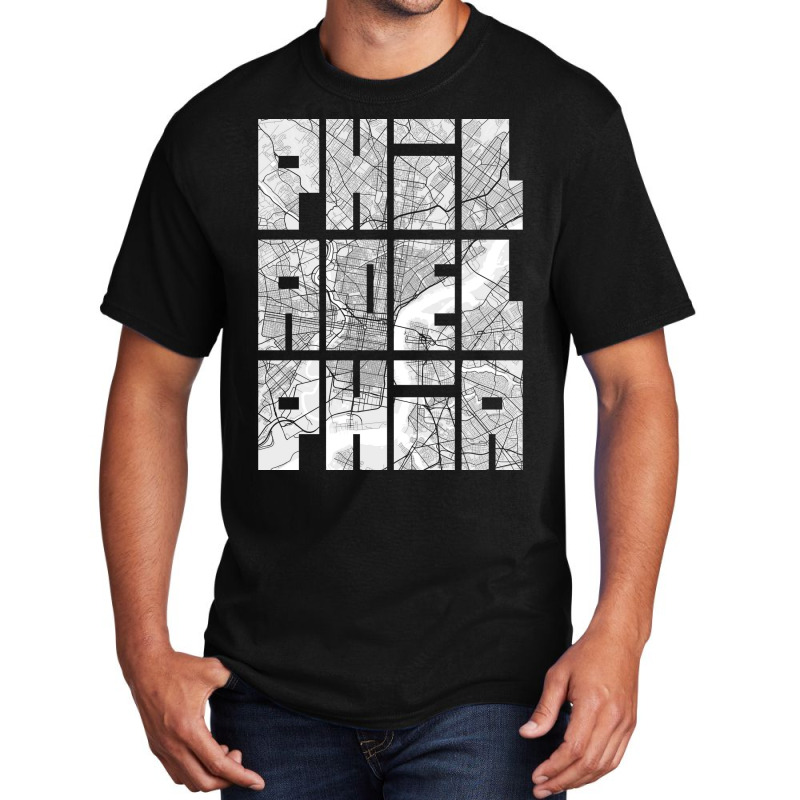 Philadelphia Usa City Map Typography Light Basic T-shirt | Artistshot