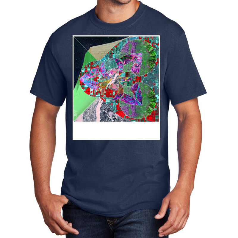 Satellite City In Urban Global Map Collage Art 70s Basic T-shirt | Artistshot