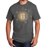 Boho Aesthetic Celestial Bodies Sun Moon Astronomy 70s Basic T-shirt | Artistshot