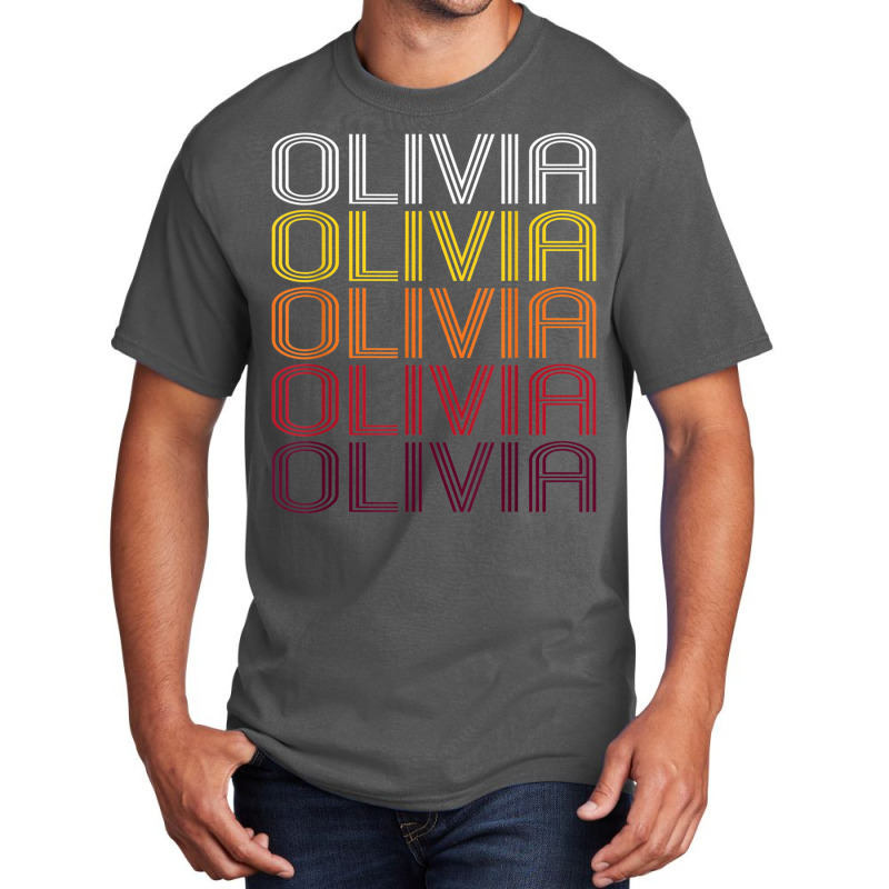 Olivia Retro Wordmark Pattern   Vintage Style T Shirt Basic T-shirt by choninzel | Artistshot