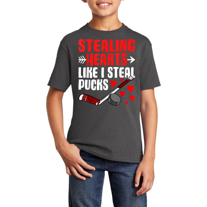 Stealing Hearts Like I Steal Pucks Valentines Day Ice Hockey T Shirt Basic Youth T-shirt by ardylanda | Artistshot