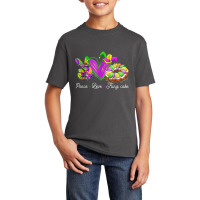 Peace Love King Cake Shirt A Mardi Gras Party Carnival T Shirt Basic Youth T-shirt | Artistshot