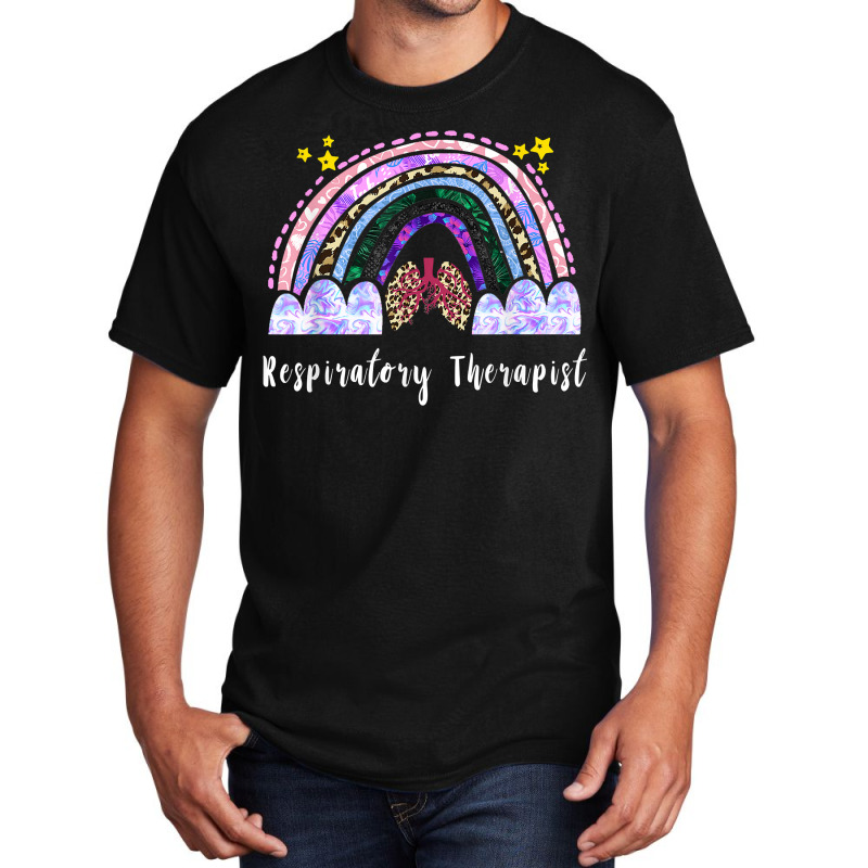 Respiratory Therapist Rainbow Lung Leopard Therapy Basic T-shirt | Artistshot