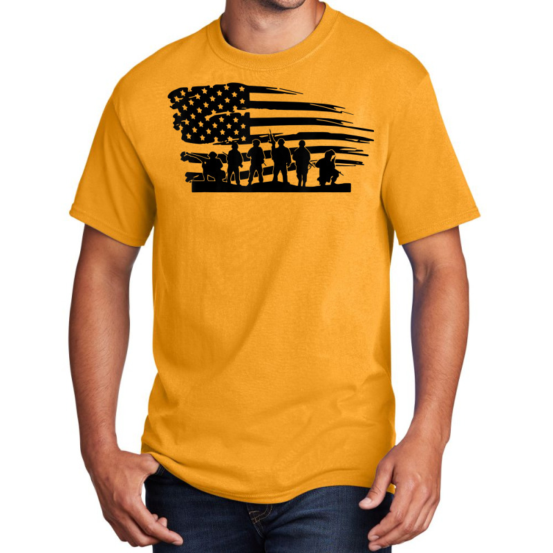 Vintage American Flag Soldiers Veterans Day Gifts Men Women Basic T-shirt | Artistshot