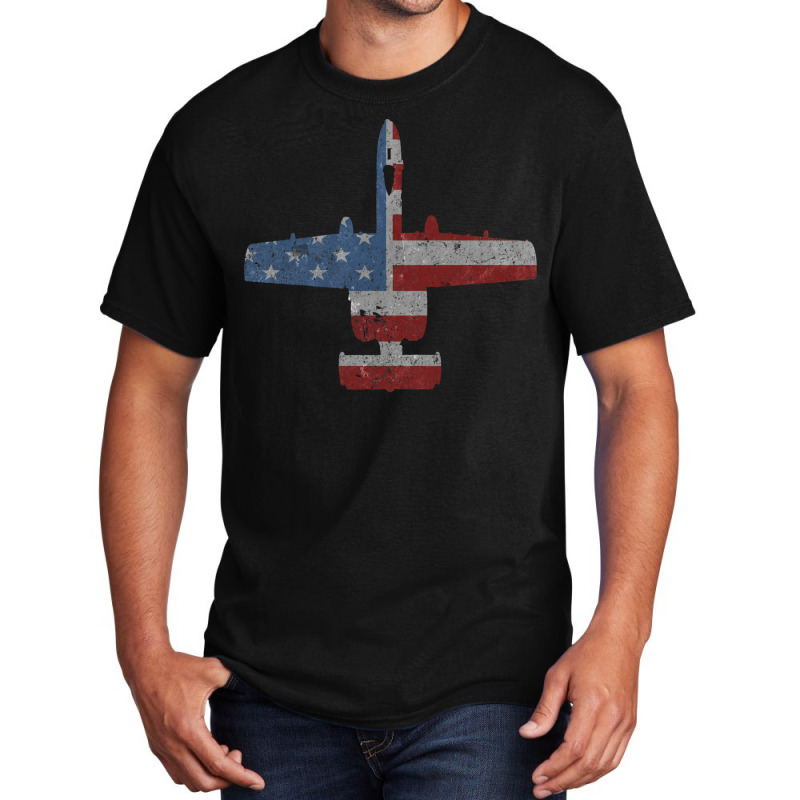 A 10 Warthog Airplane American Flag Design Basic T-shirt by ruprairosittp | Artistshot