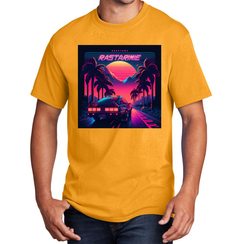 Car Retro Synthwave Basic T-shirt by Agus Creative | Artistshot