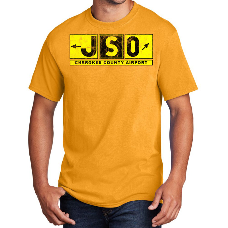 Jso Cherokee County Airport Taxiway Sign Design Distressed Basic T-shirt by legohtashyap | Artistshot