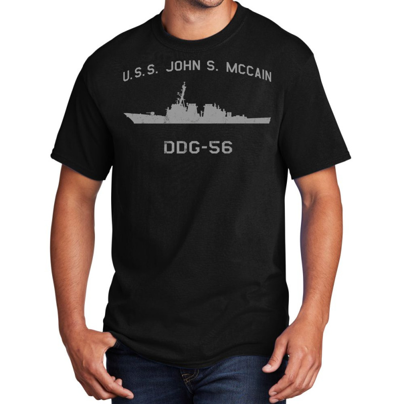 Ddg 56 Uss John S. Mccain Us Navy Guided Missile Destroyer Profile Vin Basic T-shirt | Artistshot