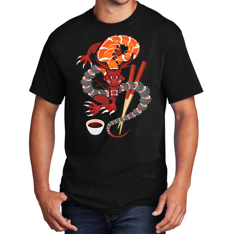 Sushi Dragon Anime Japan Japanese Cuisine Chef Food Lover Basic T-shirt by AURRADILLARD | Artistshot