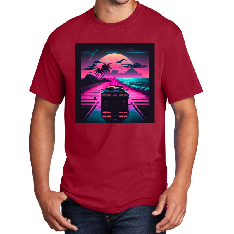 Car  Retro Synthwave Basic T-shirt by Agus Creative | Artistshot