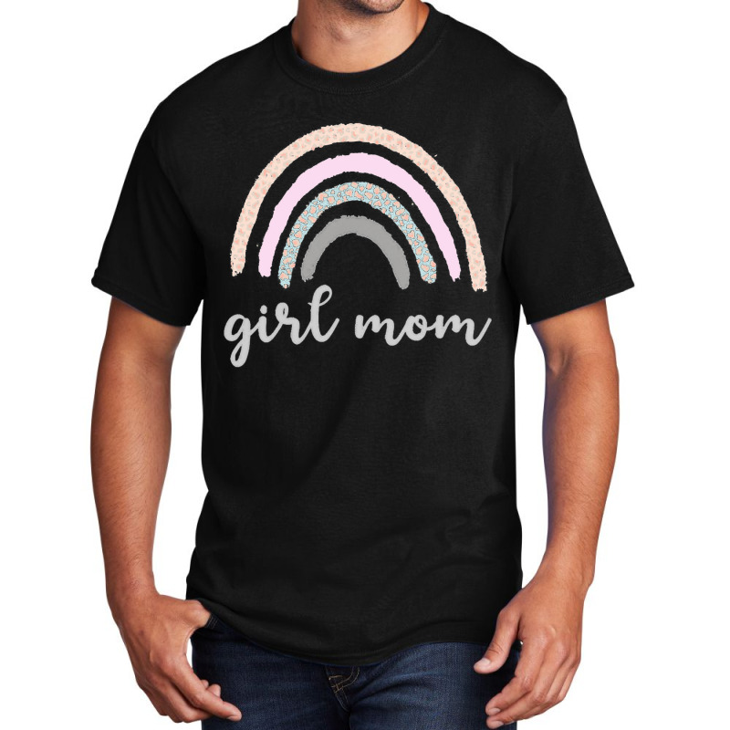 Gift,girl Mom Mama Rainbow With Leopard Skin Print Basic T-shirt | Artistshot