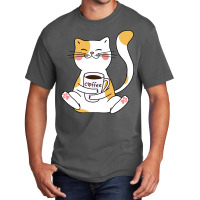 Cat And Coffee Basic T-shirt | Artistshot