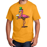 Flamingo Leprechaun St Patricks Day Bird Drinking Beer T Shirt Basic T-shirt | Artistshot