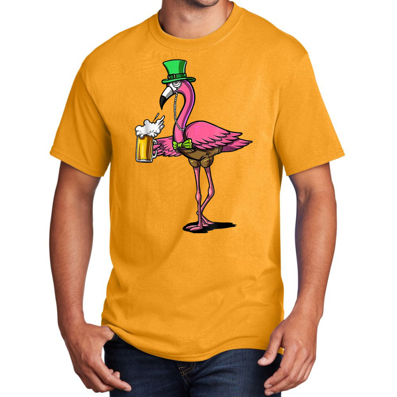 Flamingo Leprechaun St Patricks Day Bird Drinking Beer T Shirt Basic T-shirt by boxleyit | Artistshot