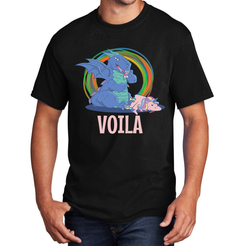 Voila The Last Unicorn Dragon Eaten Satire Fairy Tales Basic T-shirt by MELISSABISHOP | Artistshot