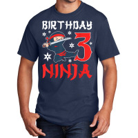 Little Ninja Kid Three Years Old 3rd Natal Birthday Party T Shirt Basic T-shirt | Artistshot