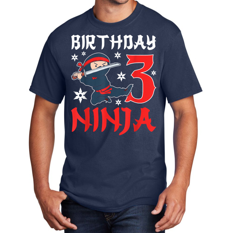 Little Ninja Kid Three Years Old 3rd Natal Birthday Party T Shirt Basic T-shirt by latodorjnb | Artistshot