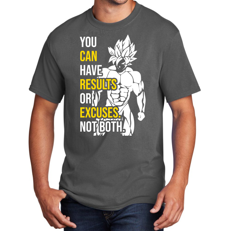 Results Vs Excuses   Goku Gym Motivational Basic T-shirt | Artistshot