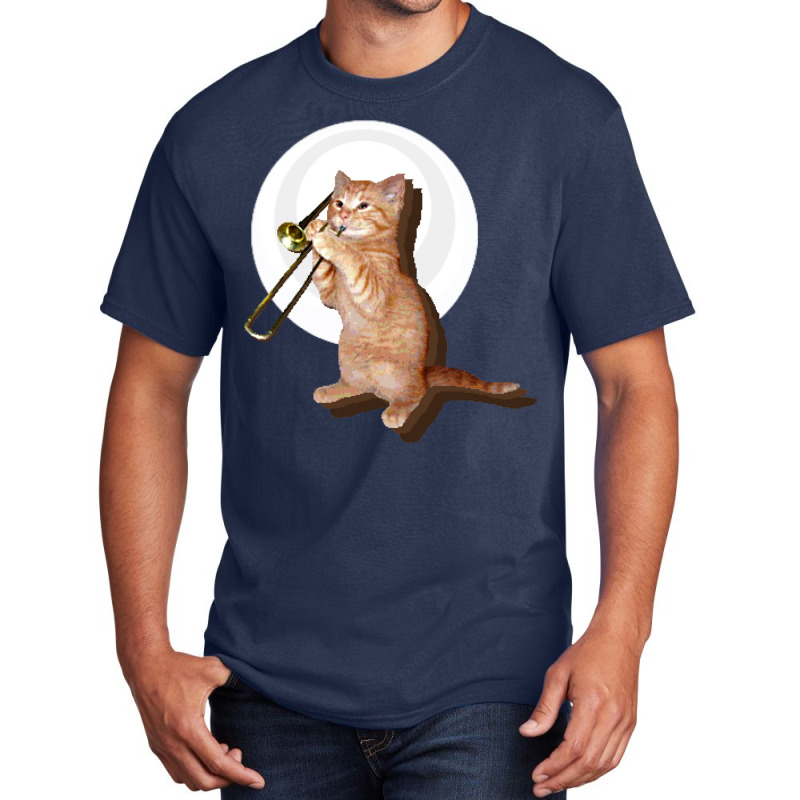 Trombone Cat Basic T-shirt by ouadiecaitoq | Artistshot