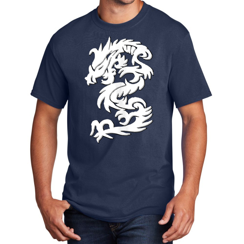 White Firedrake Chinese Dragon Kung Fun Tai Chi Dragon Basic T-shirt by MELISSABISHOP | Artistshot