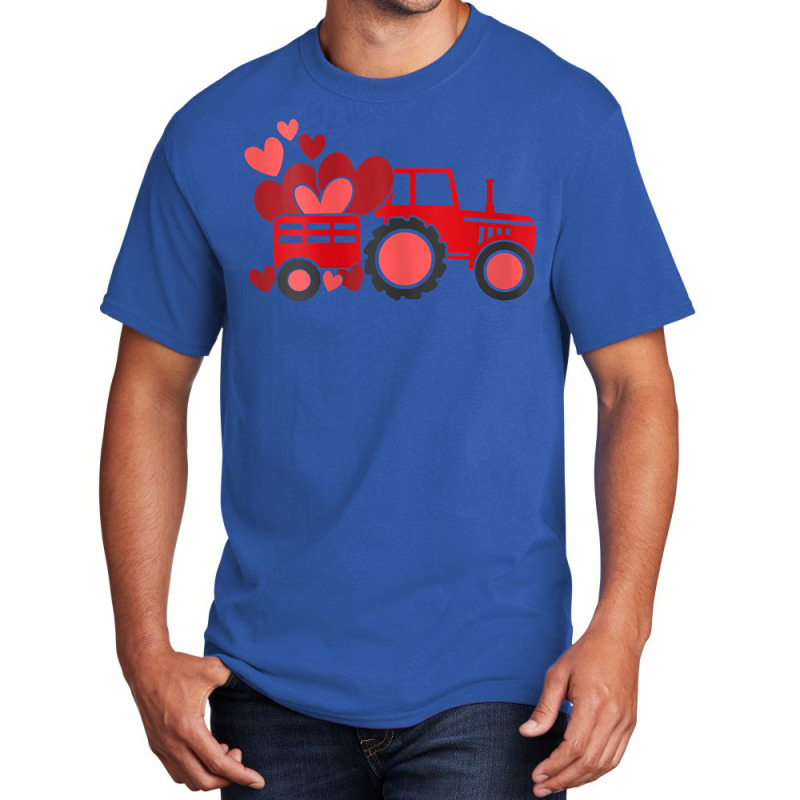 Womens Happy Valentines Day Heart In Tractor Funny Toddler Womens T Sh Basic T-shirt | Artistshot