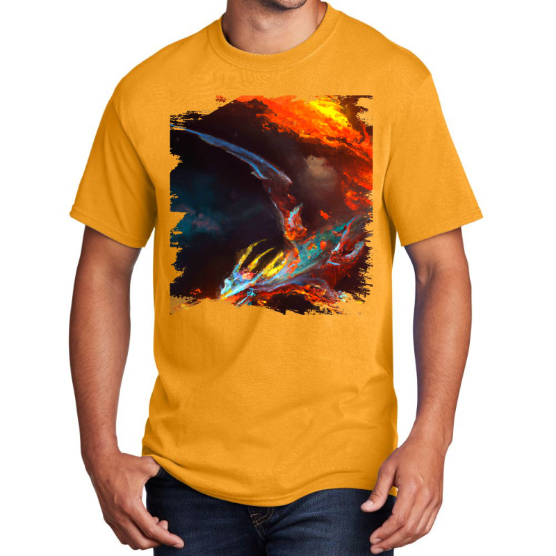 Space Dragon Breathing Fire 2 Basic T-shirt by XAVIERESPREE | Artistshot