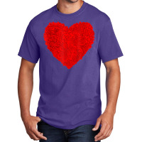 Red Heart Valentines Day Shirt Flowers Floral Heart Graphic T Shirt Basic T-shirt | Artistshot