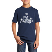 Mens One Lucky Fisherman Fishing Couples Matching Valentine's Day Basic Youth T-shirt | Artistshot