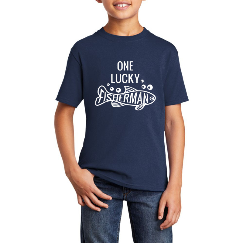 Mens One Lucky Fisherman Fishing Couples Matching Valentine's Day Basic Youth T-shirt | Artistshot