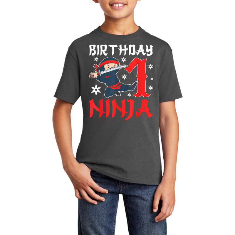 Little Ninja Kid One Years Old Boy 1st Natal Birthday Party T Shirt Basic Youth T-shirt by latodorjnb | Artistshot