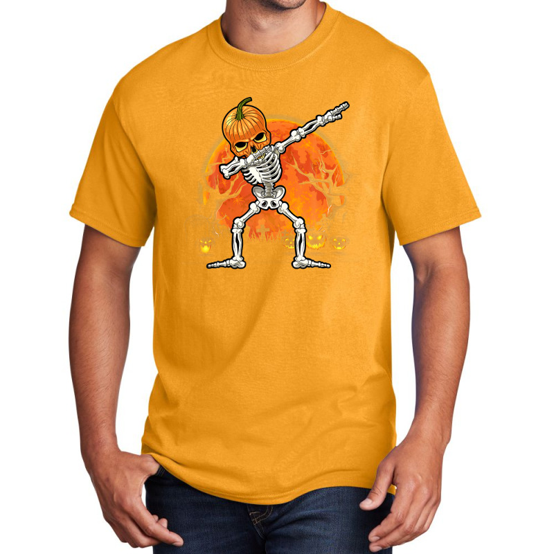 Pumpkin Skeleton Dabbing Funny Halloween Costume Basic T-shirt | Artistshot