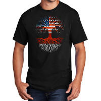 American Grown Indonesian Roots Tree Indonesia Flag Usa Flag Basic T-shirt | Artistshot