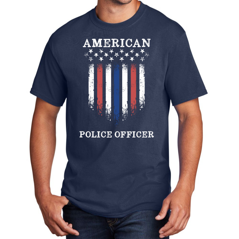 Police Officer Law Enforcement Thin Blue Line Basic T-shirt by tiffany.co | Artistshot