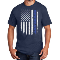 Police Sergeant Thin Blue Line American Flag Usa Basic T-shirt | Artistshot