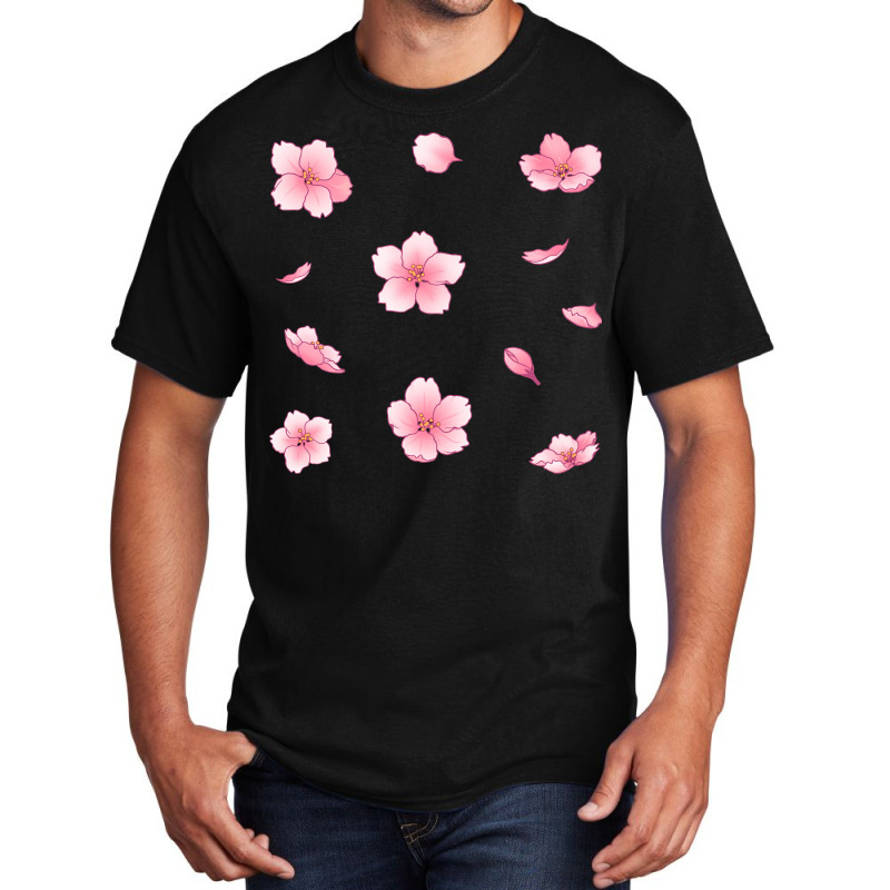 Falling Sakura Cherry Blossom Art Basic T-shirt | Artistshot