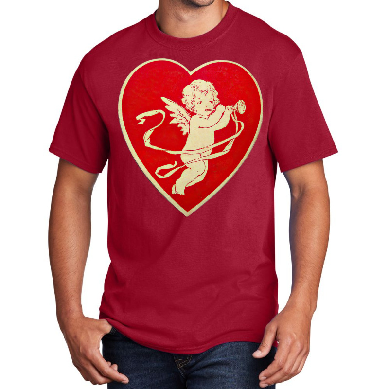 Red Heart Valentine Coquette Cherub Angel Basic T-shirt | Artistshot