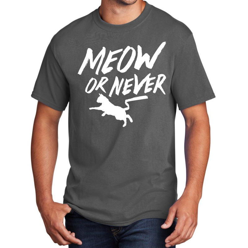 Meow Or Never Basic T-shirt | Artistshot