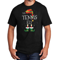 Tennis Elf Family Matching Christmas Group Funny Pajama Gift Basic T-shirt | Artistshot