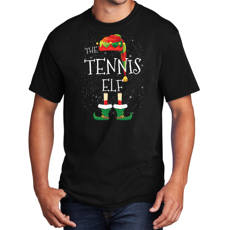 Tennis Elf Family Matching Christmas Group Funny Pajama Gift Basic T-shirt | Artistshot