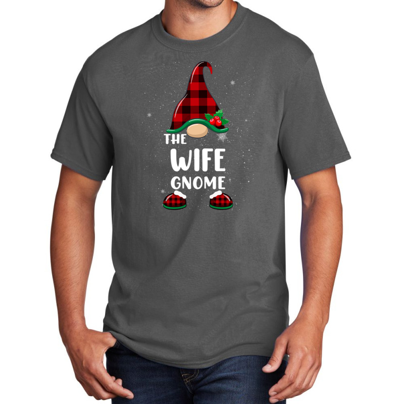 Wife Gnome Buffalo Plaid Matching Family Christmas Pajama Funny Gift Basic T-shirt | Artistshot