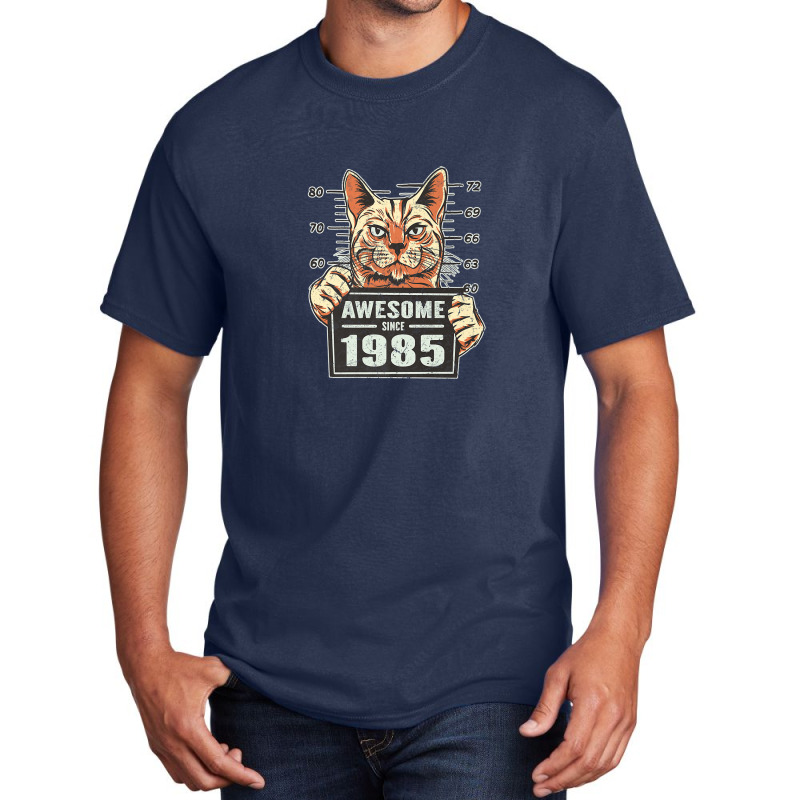 Awesome Since 1985 Cat Vintage 37th Birthday Basic T-shirt | Artistshot