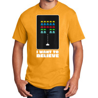 I Want To Believe Space Alien Invaders T Shirt Basic T-shirt | Artistshot