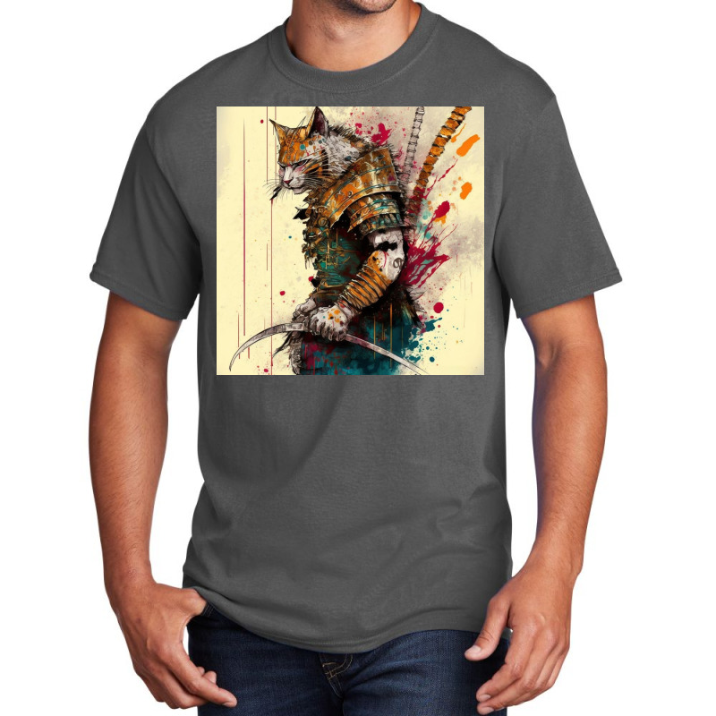 Cat In Action Pose Basic T-shirt by TheDol | Artistshot