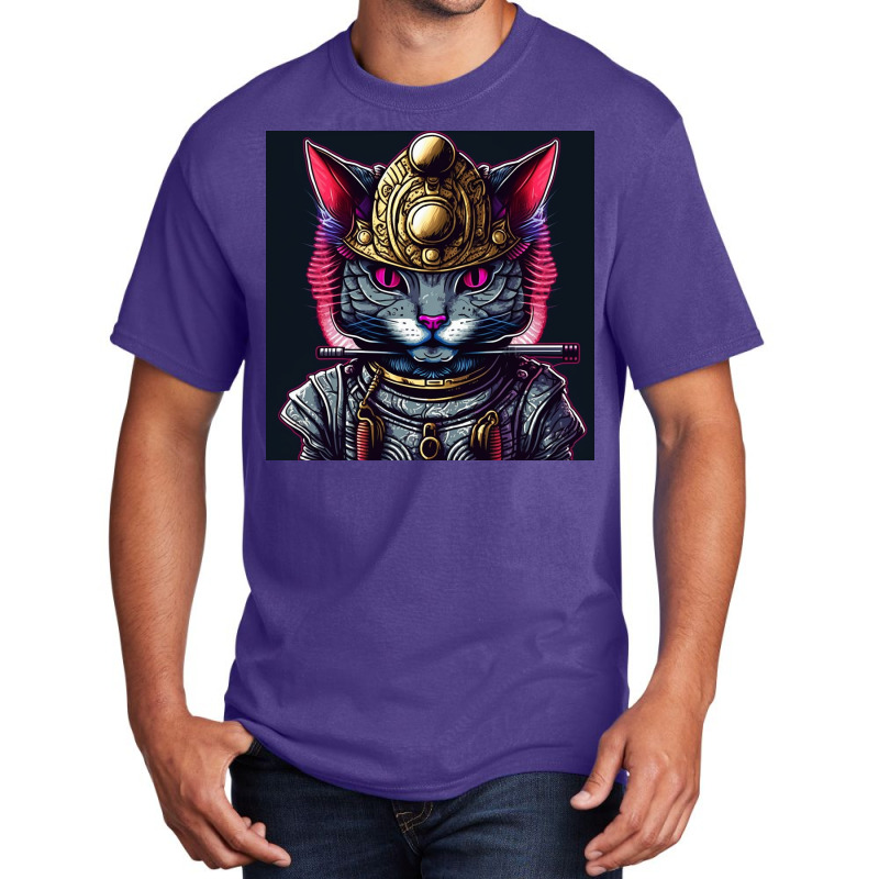 Samurai Cyborg Cat Basic T-shirt | Artistshot