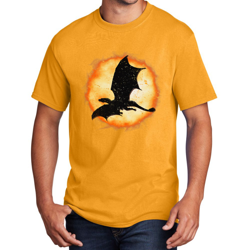 Flying Dragon Halloween Moon Mythical Fantasy Retr Basic T-shirt by kerrmanthez | Artistshot